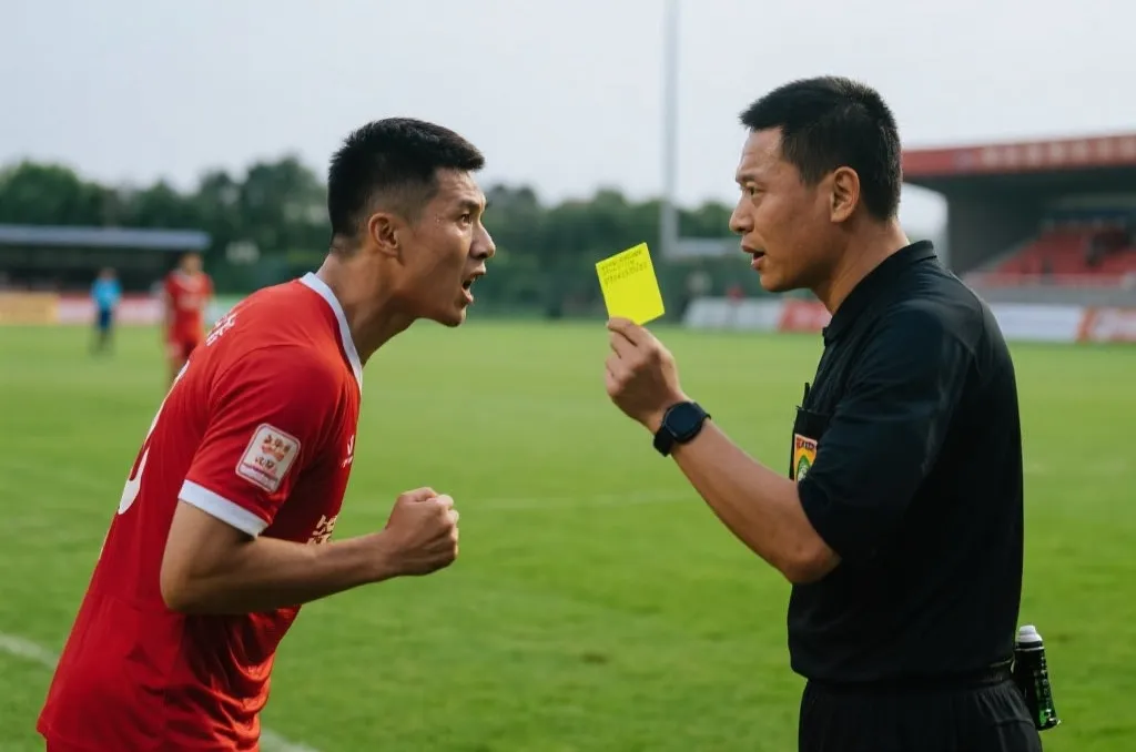 球员与裁判在世界杯比赛中